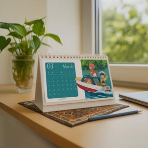 Calendar 2026 Studio Ghibli, Ghibli Desk Calendar, Anime desk Moon Calendar, Japanese Anime Desk Calendar, Anime Ghibli Decor Gift