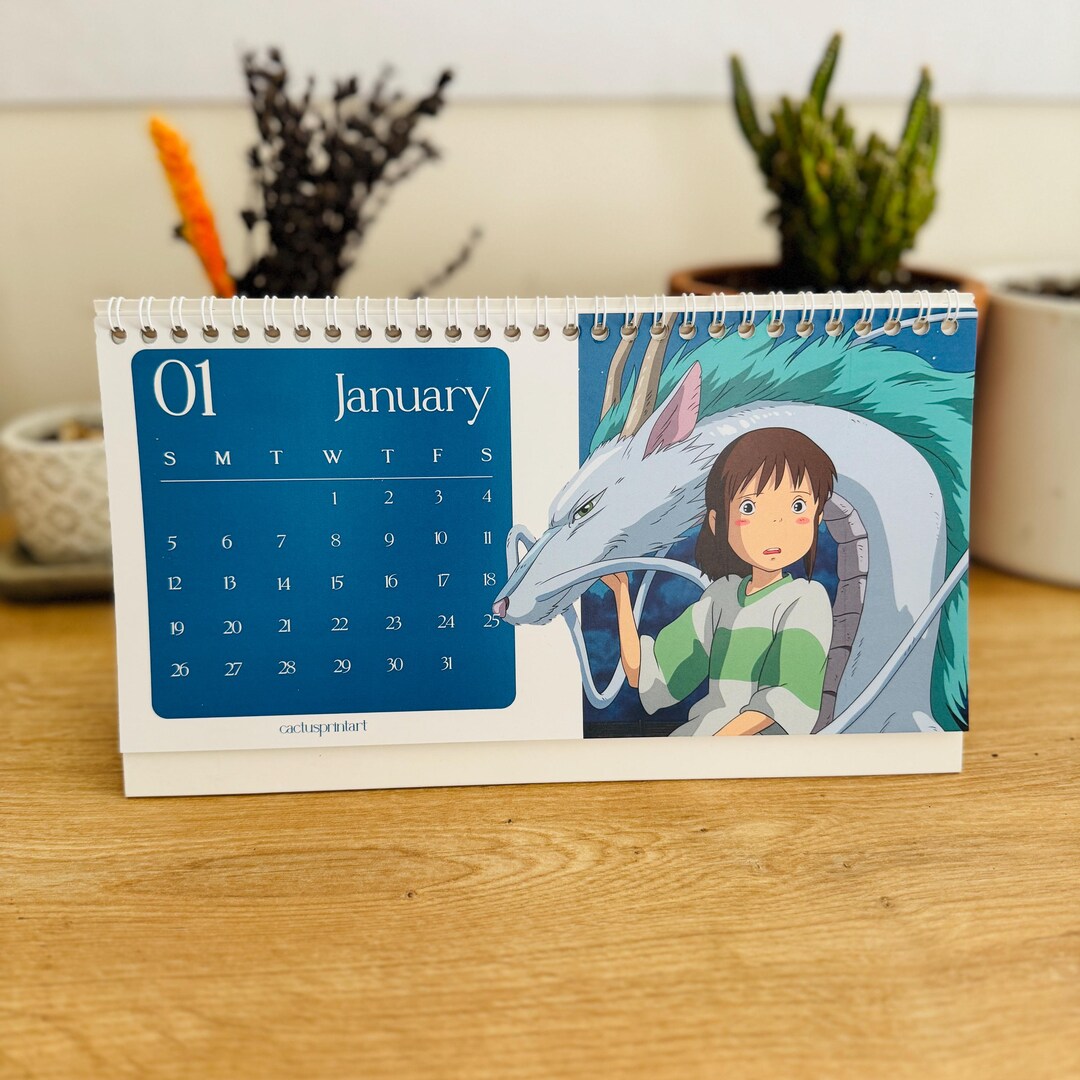 Calendar 2025 Studio Ghibli Desk Calendar, Anime Desk Moon Calendar, Japanese Anime Desk