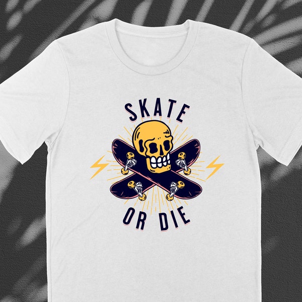 Skate or Die Tshirt, Hardcore, Skater, Skateboarding, Gift for Him, Skull Shirt, XGames, Skateboarder, Graphic Tee, Streetwear, UTD4M