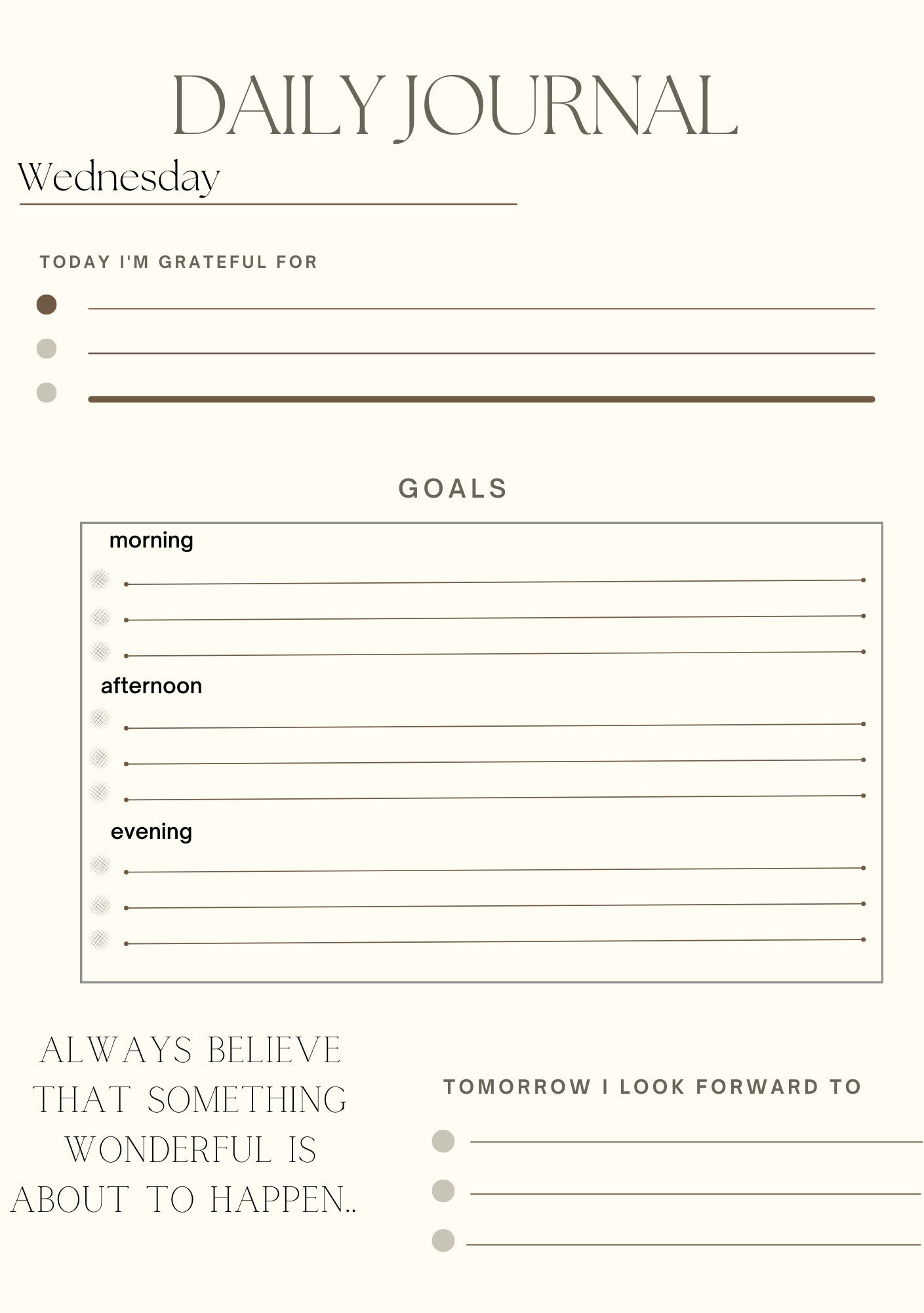 Daily Goal Planner Printable | Goal Setting | Goal Tracker