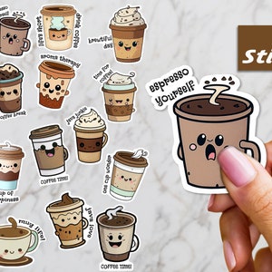 Cute Coffee 17 Piece Sticker pack funny saying Laptop Notebook Journal coffee sticker coffee vinyl sticker bundle matte sticker pack