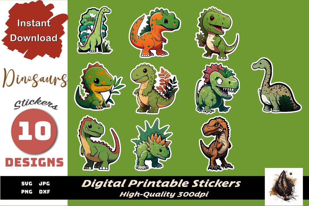 Cute Dinosaur Sticker Bundle Dinosaur Sticker of Dinosaurs Sticker Pack