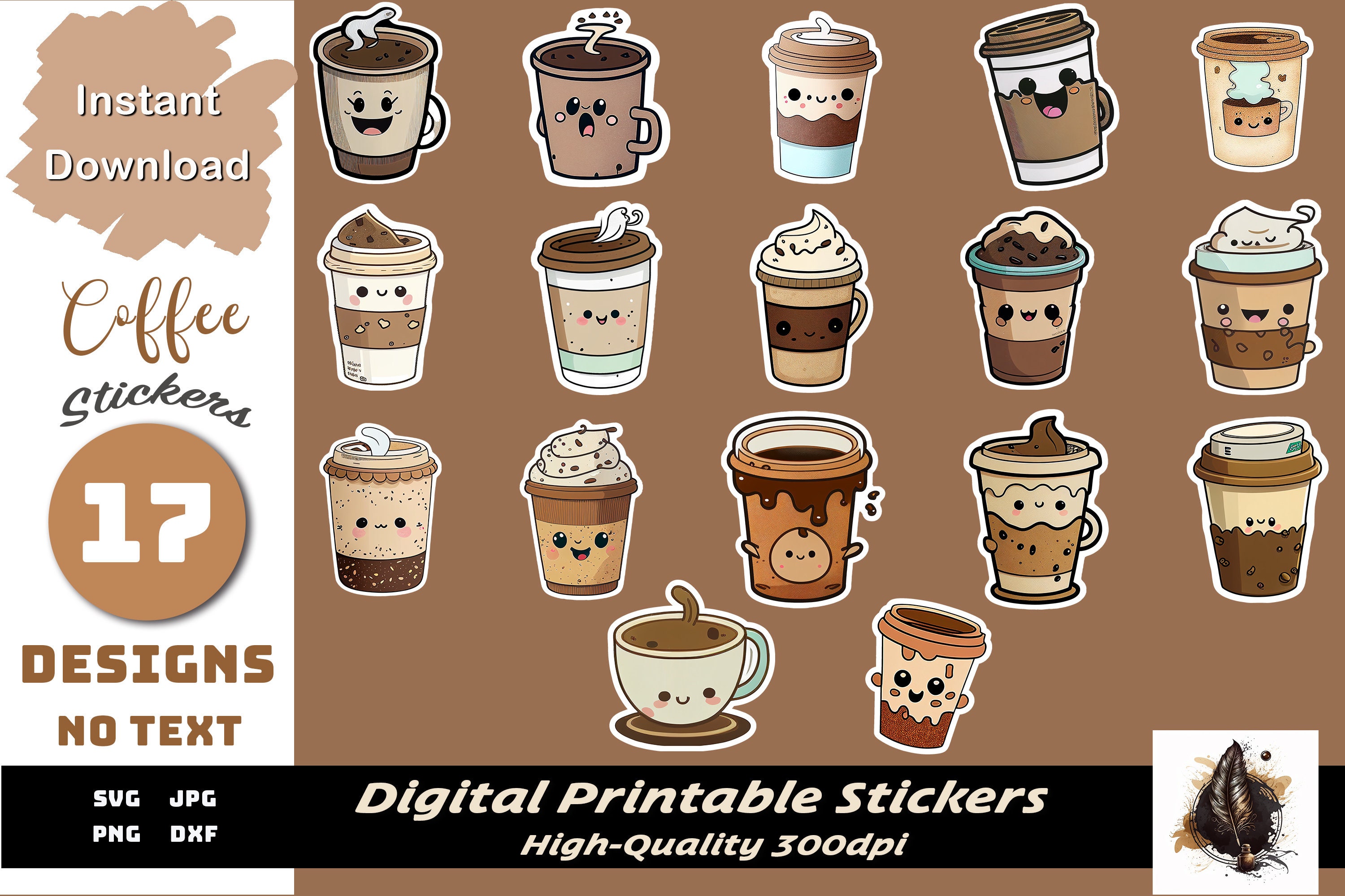 Cute coffee mug SVG and sticker PNG