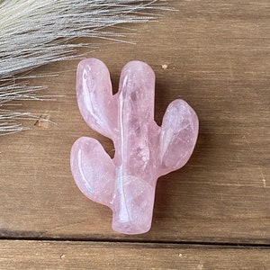 Natural Rose Quartz Hand Carved Sahuaro