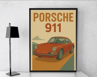 Retro Porsche 911 digital download poster