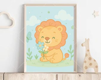 Cute lion children's wall art pictures