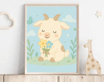 Cute Goat pictures children's wall art