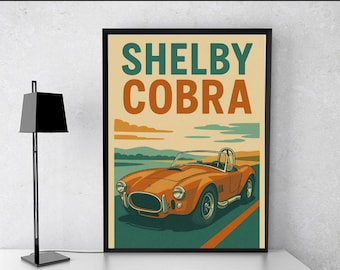 Retro Cobra Shelby car digital download poster