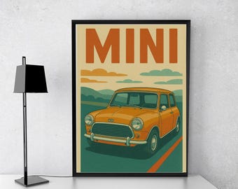 Retro Mini car digital download poster
