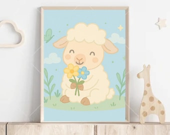 Cute sheep picture children's wall art