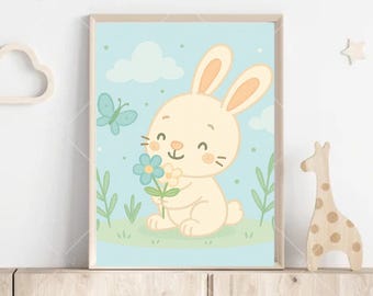 Cute rabbit children's wall art