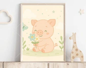 Cute pig children's wall art