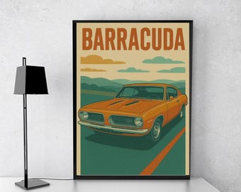 Retro Barracuda Car digital download poster