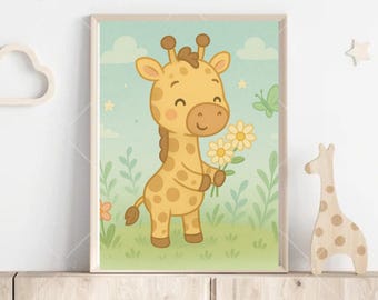 Cute giraffe children's wall art