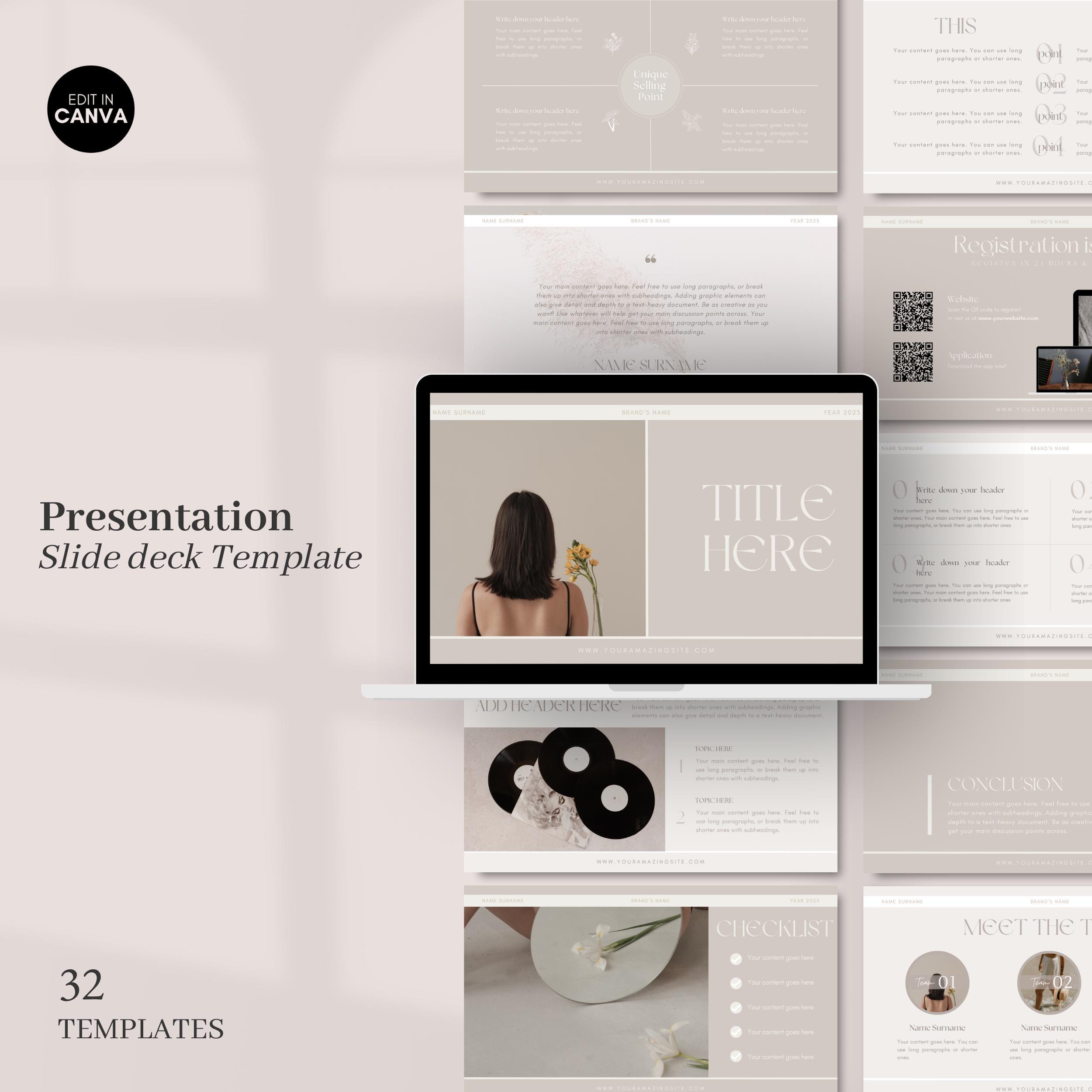 Canva Slide Deck Template Editable Canva Presentation Template Course ...