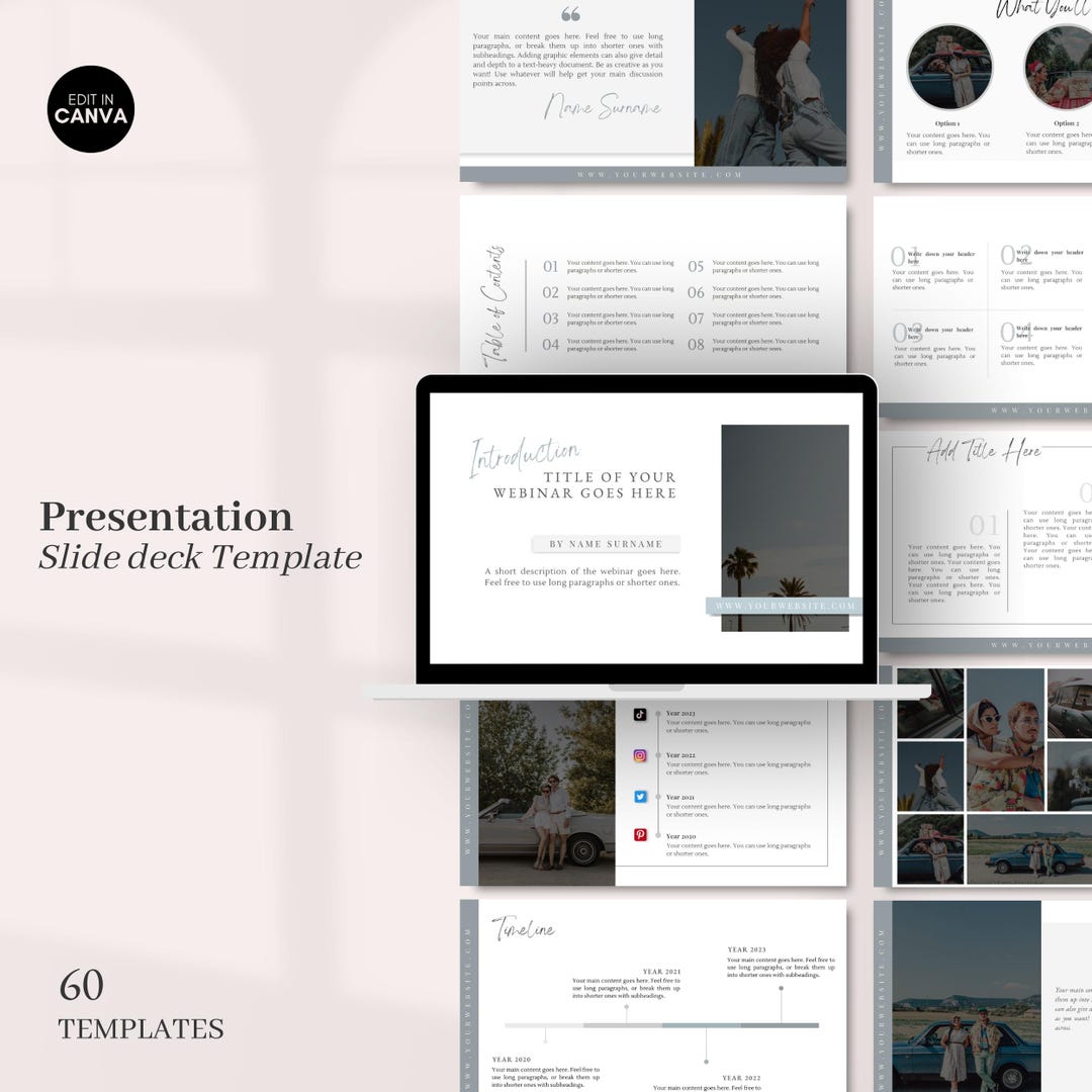 Canva Slide Deck Template Editable Canva Presentation Template Course ...