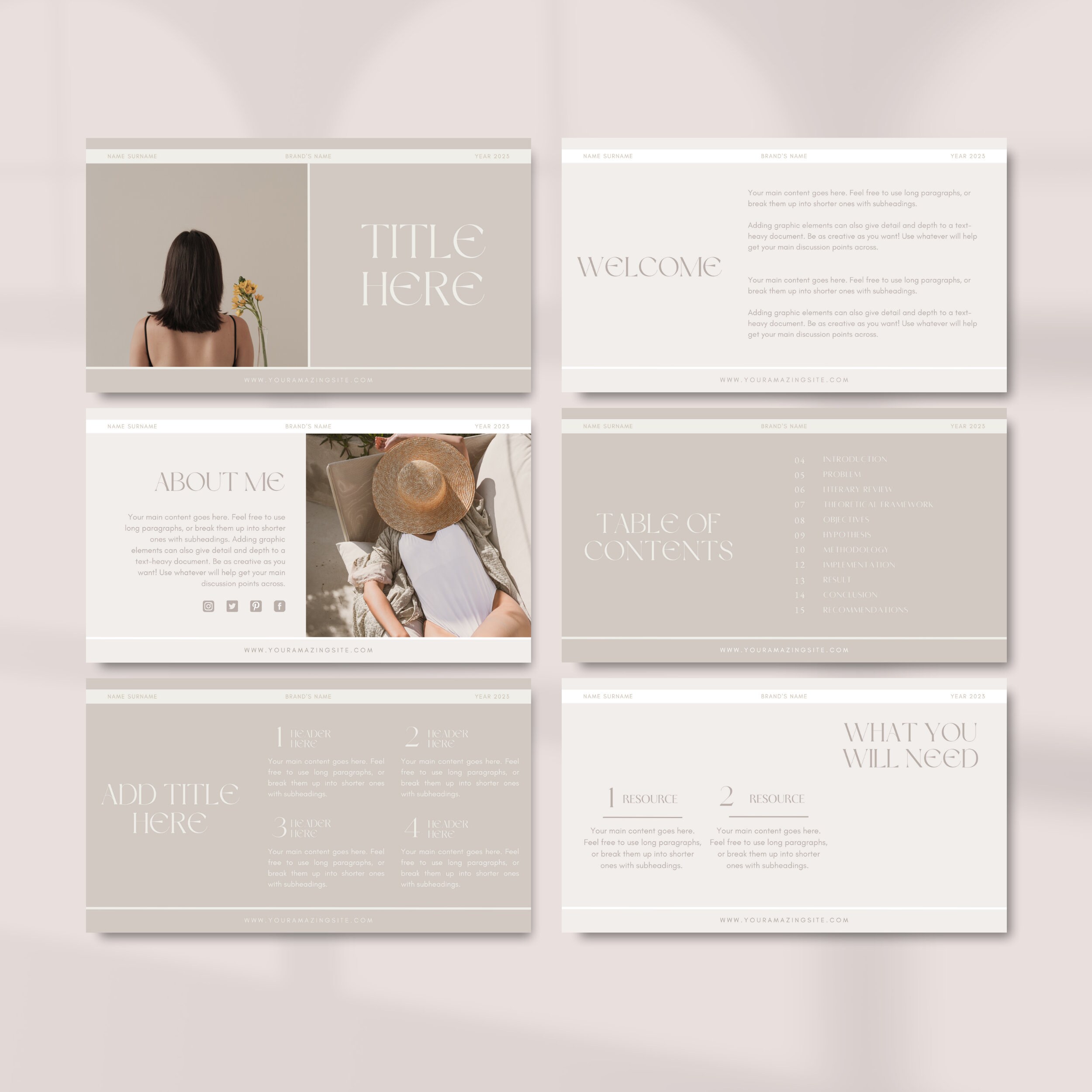 Canva Slide Deck Template Editable Canva Presentation Template Course ...