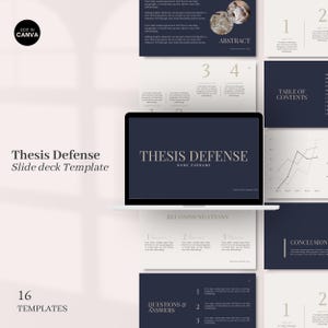 Canva Presentation Template Editable Canva Template Thesis Defense Presentation Slide Deck PHD Proposal Template Academic Presentation Slide