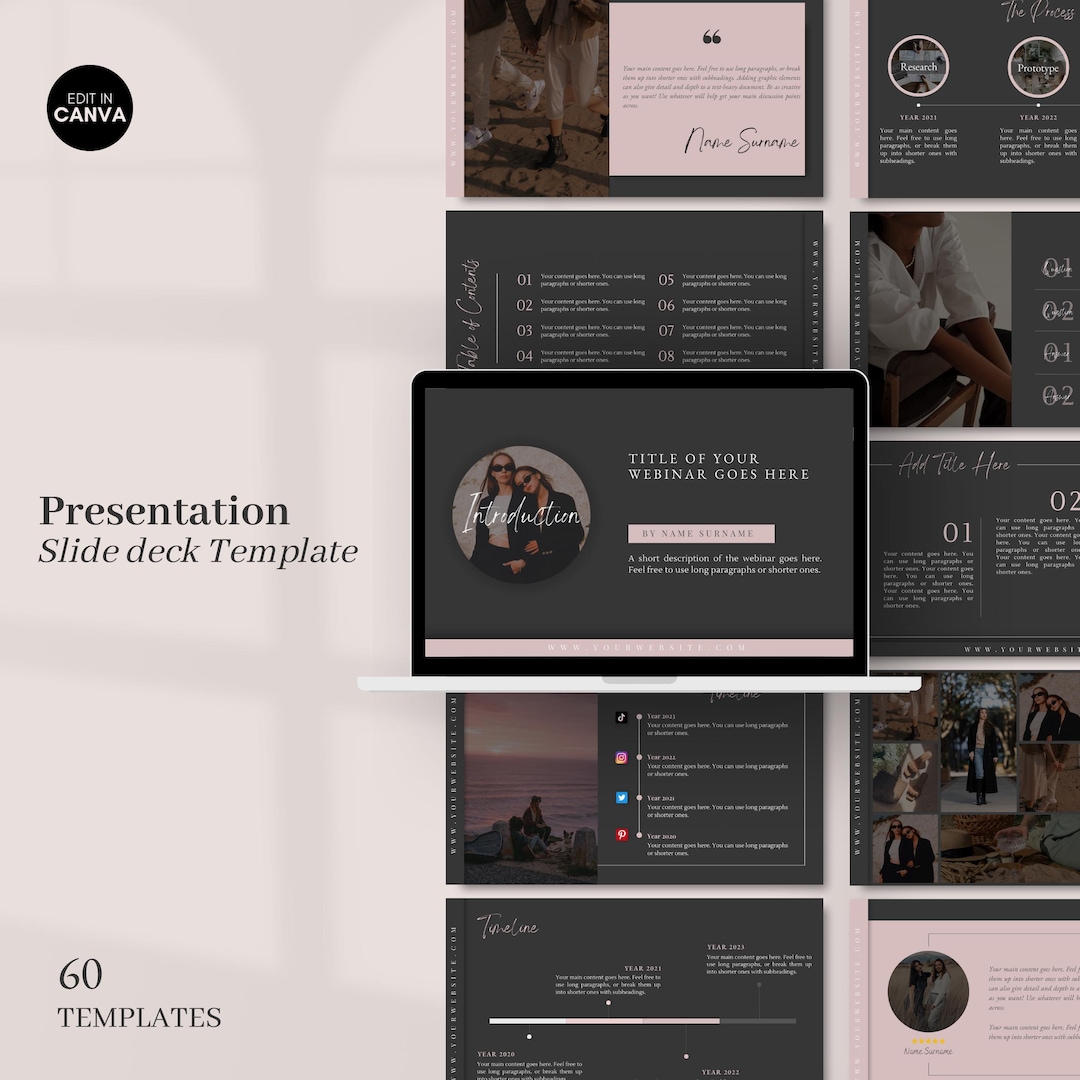 Canva Slide Deck Template Editable Canva Presentation Template Course ...
