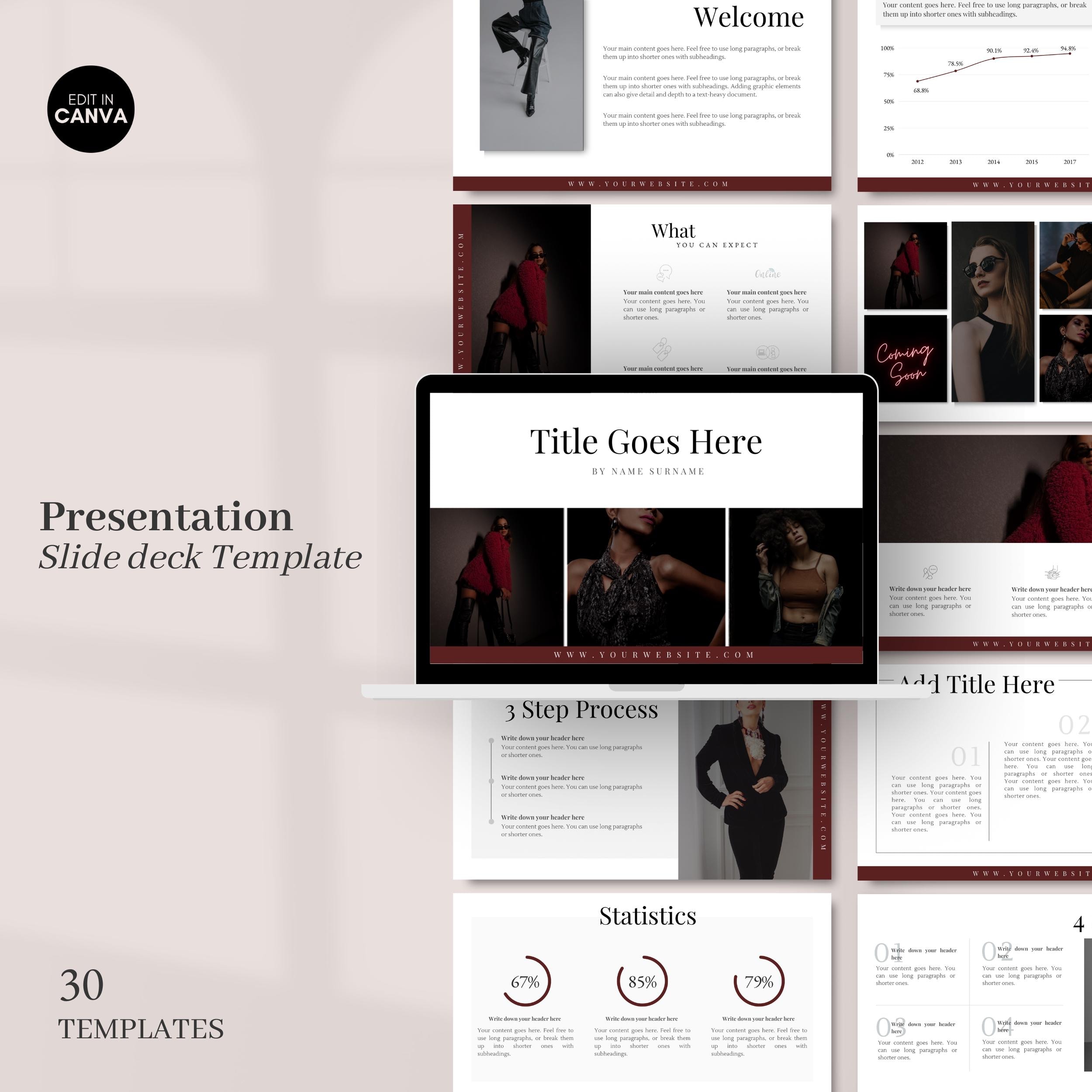 Slide Deck Template Editable Canva Presentation Template Course Creator ...