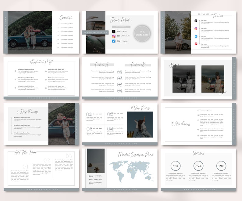 Canva Slide Deck Template Editable Canva Presentation Template Course ...
