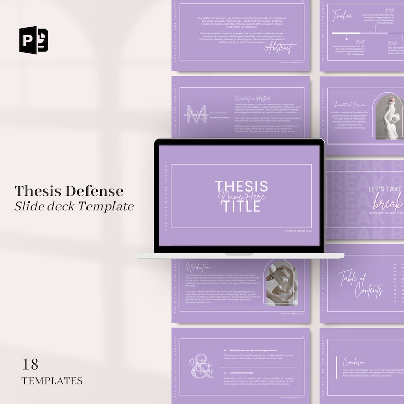 Powerpoint Presentation Template Thesis Defense Slide Deck Customizable ...