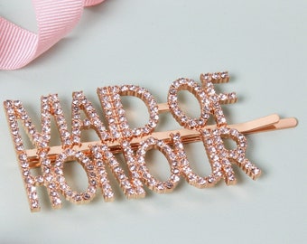Maid of Honour Hair Slide, Sparkly Maid of Honour Hairpin Slide, Maid of Honour Proposal Gift Bobby Pin