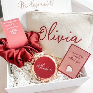 Sarai la mia confezione regalo per la proposta di damigella d'onore, scatola da damigella d'onore piena di lusso, set regalo da damigella d'onore personalizzato - Borgogna cannella