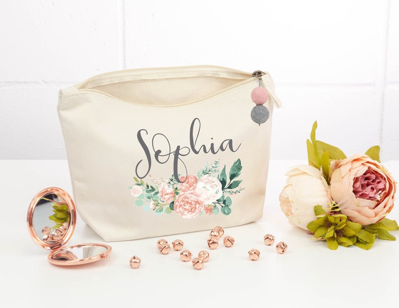 Personalized Bridesmaid Cosmetic Bag: Floral Hen Party Gift image 6