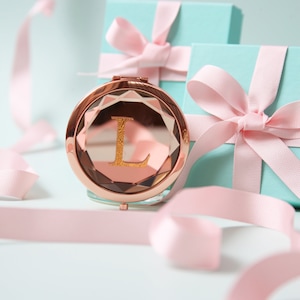 Rose Gold Compact Mirror for Bridesmaid Proposal, Personalised Bridesmaids Gift, Gift for Her