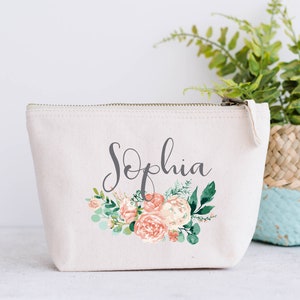Personalized Bridesmaid Cosmetic Bag: Floral Hen Party Gift image 3