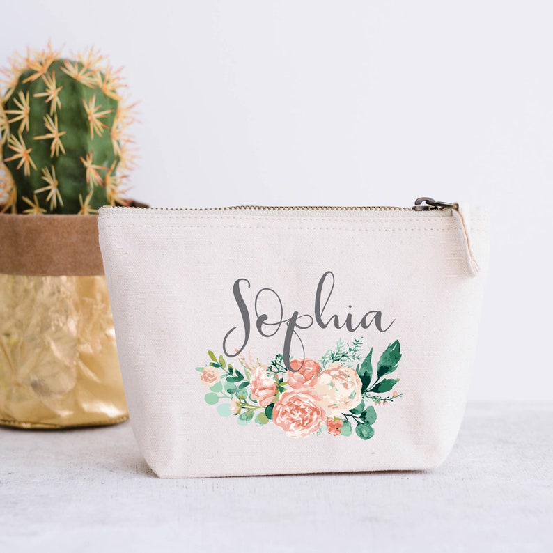 Personalized Bridesmaid Cosmetic Bag: Floral Hen Party Gift image 4