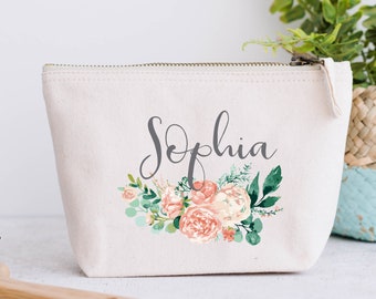 Trousse à cosmétiques personnalisée pour demoiselle d'honneur : cadeau floral pour enterrement de vie de jeune fille