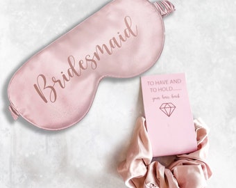 Blush Pink Satin Scrunchie: Bridesmaid Proposal Gift with Card