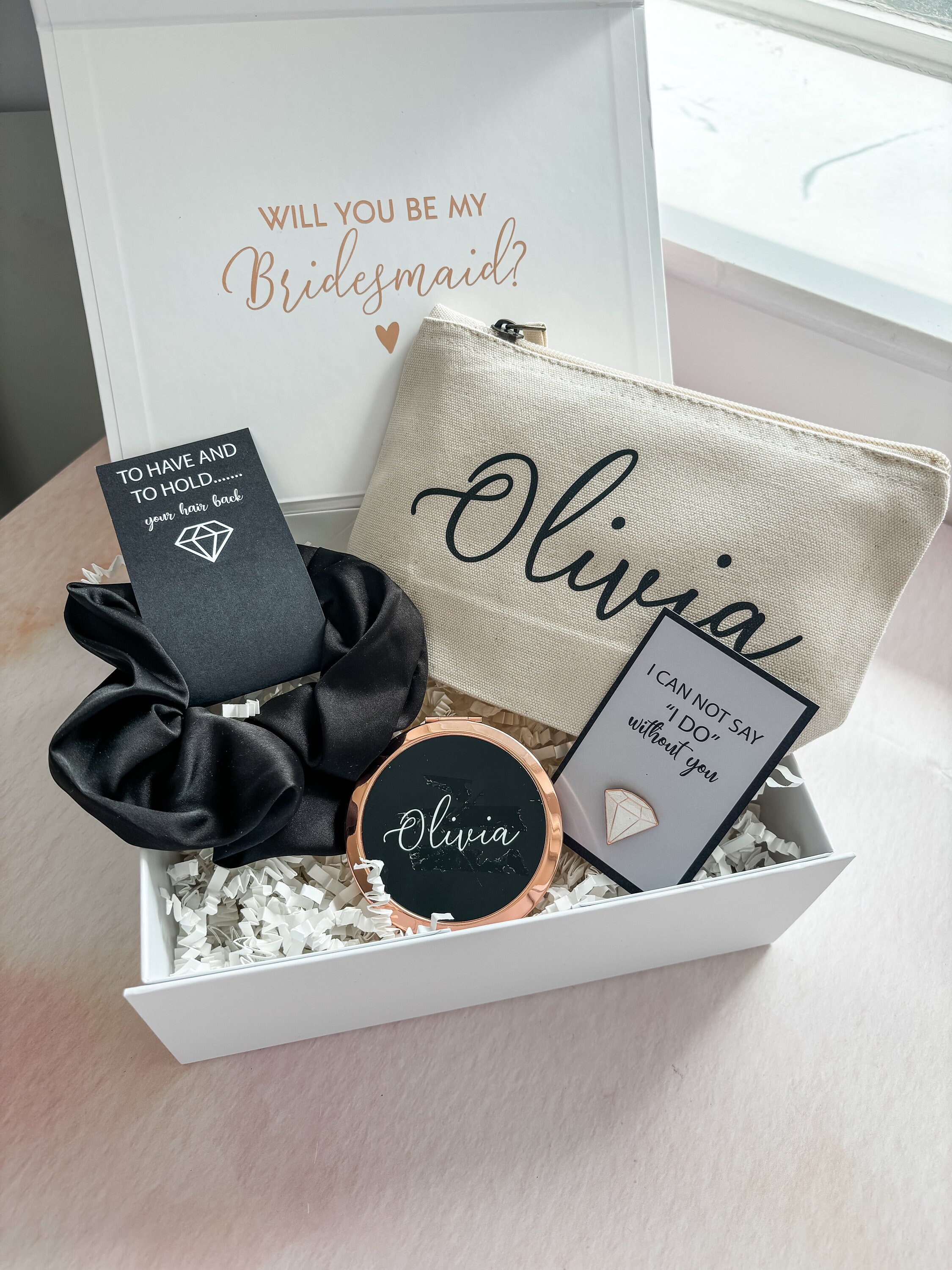 Proposal Box Personalized Bridesmaid Proposal Gift Box: Black & White Luxury Set - Etsy