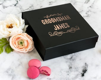 Personalized Black Gift Box: Groomsman Proposal Box