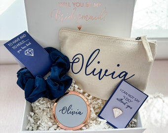 Will you be my Bridesmaid Proposal Gift Box, Navy Blue Luxury Filled Bridesmaid Box, Personalised Bridesmaid Gift Set - Navy Blue
