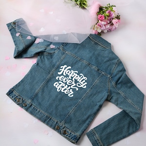 Happily Ever After Bride Denim Jacket Custom Wedding Jacket Bride Jean Jacket MRS Jacket Bride Gift Ideas