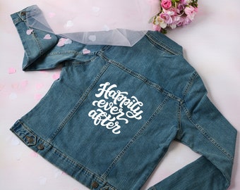 Happily Ever After Bride Denim Jacket Custom Wedding Jacket Bride Jean Jacket MRS Jacket Idee regalo bride