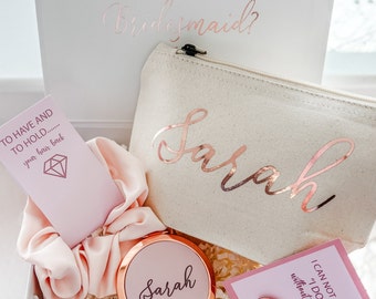 Will you be my Bridesmaid Proposal Gift Box, Luxury Filled Bridesmaid Box, Personalised Bridesmaid Gift Set, Rose Gold -PINK