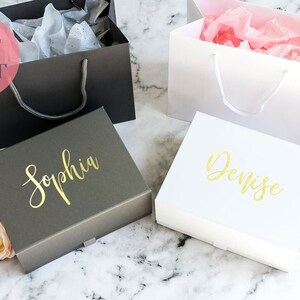 Real Foil Print, Personalised Gift Box with Name, Custom Gift Box with Lid, Birthday Box, Bridesmaid Box, Mothers Day Gift Box mom