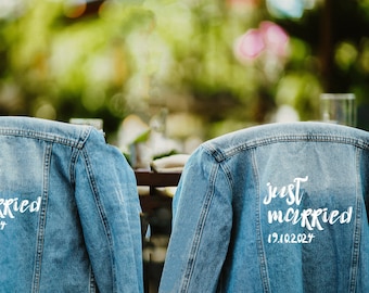 Just Married Denim Couple Jackets Bride Groom Jean Jacket Personalised Wedding Jacket Just Married Jean Jacket