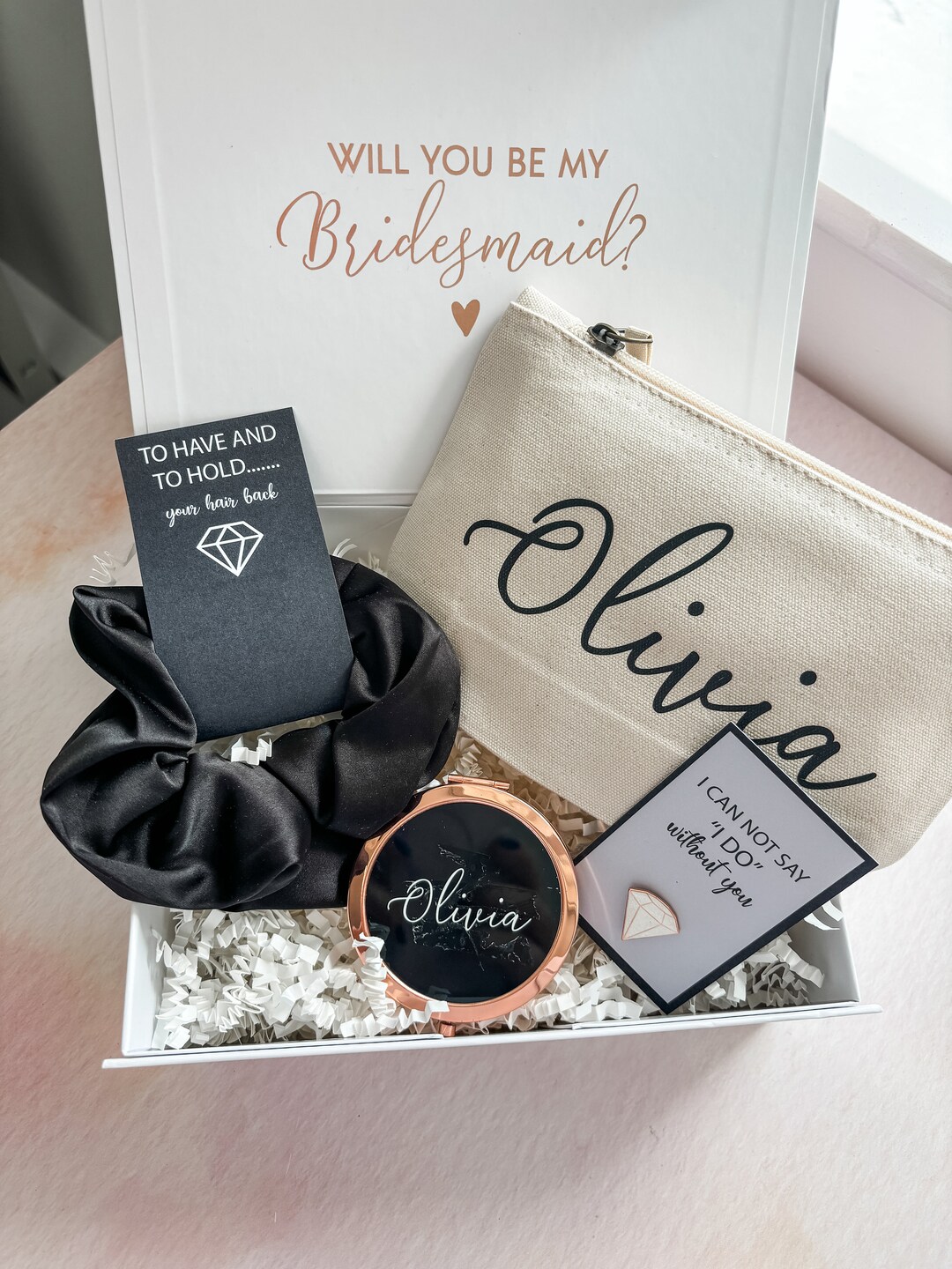 Proposal Box Personalized Bridesmaid Proposal Gift Box: Black & White Luxury Set - Etsy
