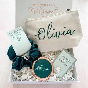 Willst du meine Brautjungfer Vorschlag Geschenkbox sein, Smaragdgrün Luxus Gefüllt Brautjungfer Box, personalisiertes Brautjungfer Geschenkset - Smaragdgrün