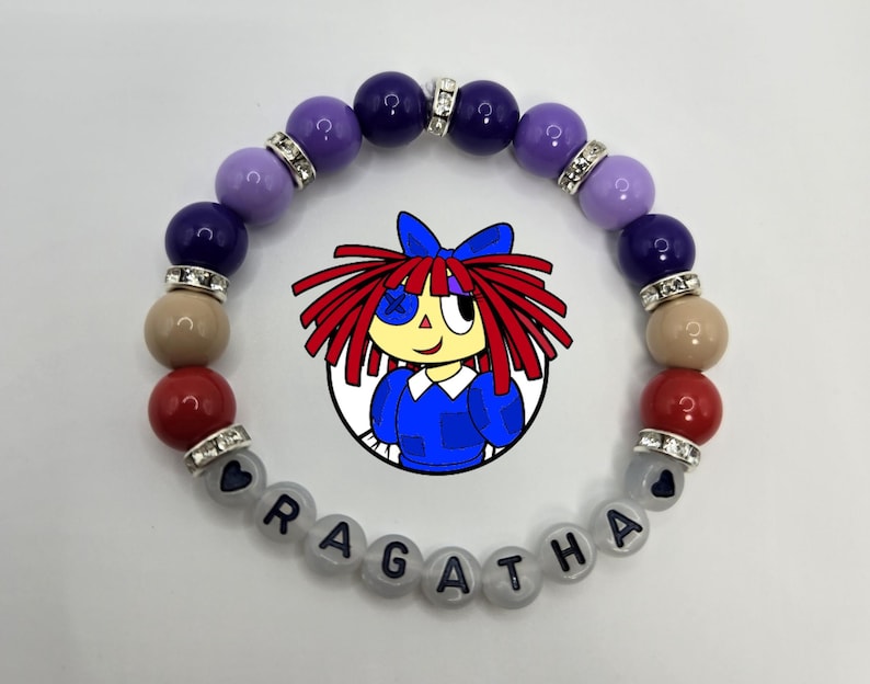 Bracelets The Amazing Digital Circus, phosphorescents, bijoux, tadc, pomni, Jax, Ragatha, kinger, gangle, zooble, caine, bubble, gummigoo Ragatha