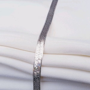 18&quot; 5 mm omkeerbare diamant geslepen ketting/stijl Griekse sleutel/visgraat sterlingzilver 925/vintage ketting