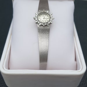 18k Gold Watch, Swiss IWC Schaffhausen White Gold & Diamond Watch, Vintage Watch, Gift for Women