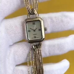 Southwestern Watch, Japan Quartz Movement Bamboo Style Watch, Vintage Sterling Silver Watch, Gft for Women