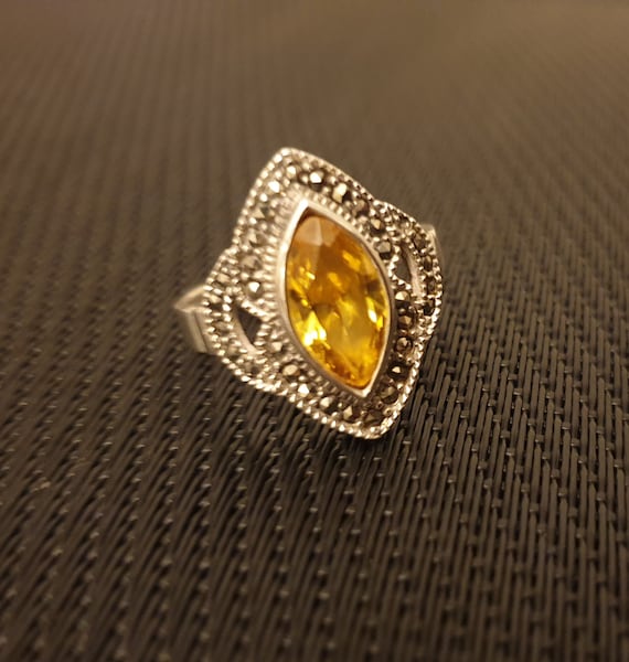 Beautiful Citrine Silver Ring/ Sterling silver 925