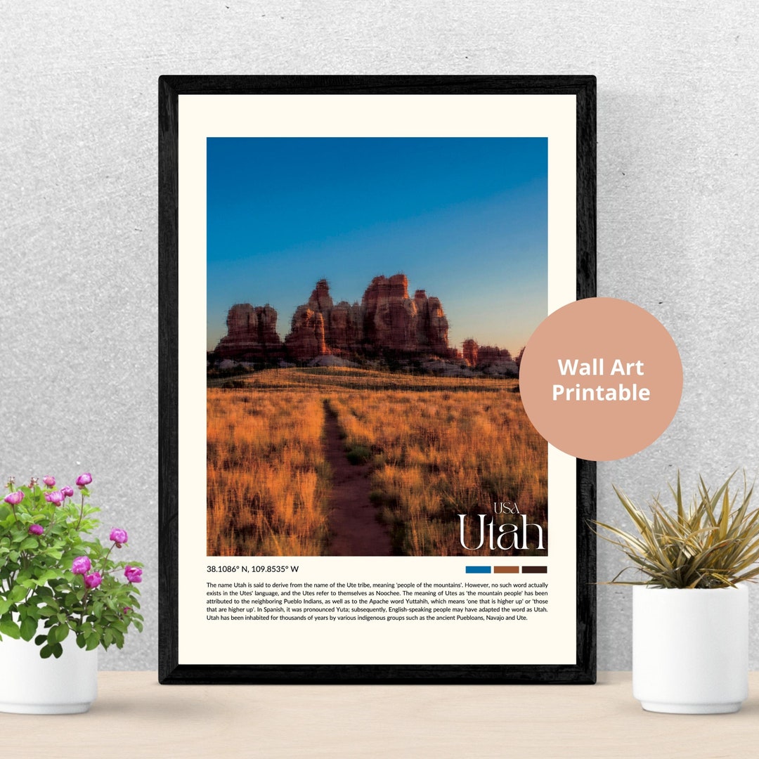 Utah Print Digital Wall Art Utah Wall Art Utah Poster Utah Photo Utah